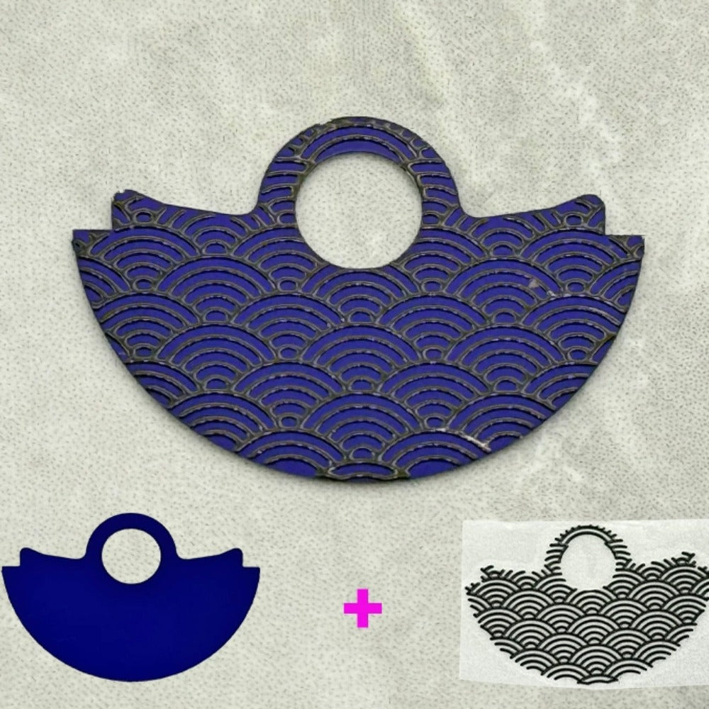 Dark grey wave slice rotor with navy blue background for NH35 movement, enhancing watch performance.