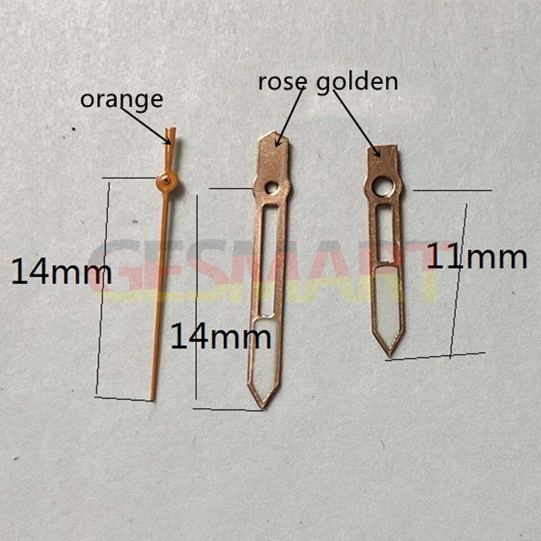 14mm rose gold hollow lume watch hand by Miyota, ideal for 2315 2035 2036 2115 2305 movements