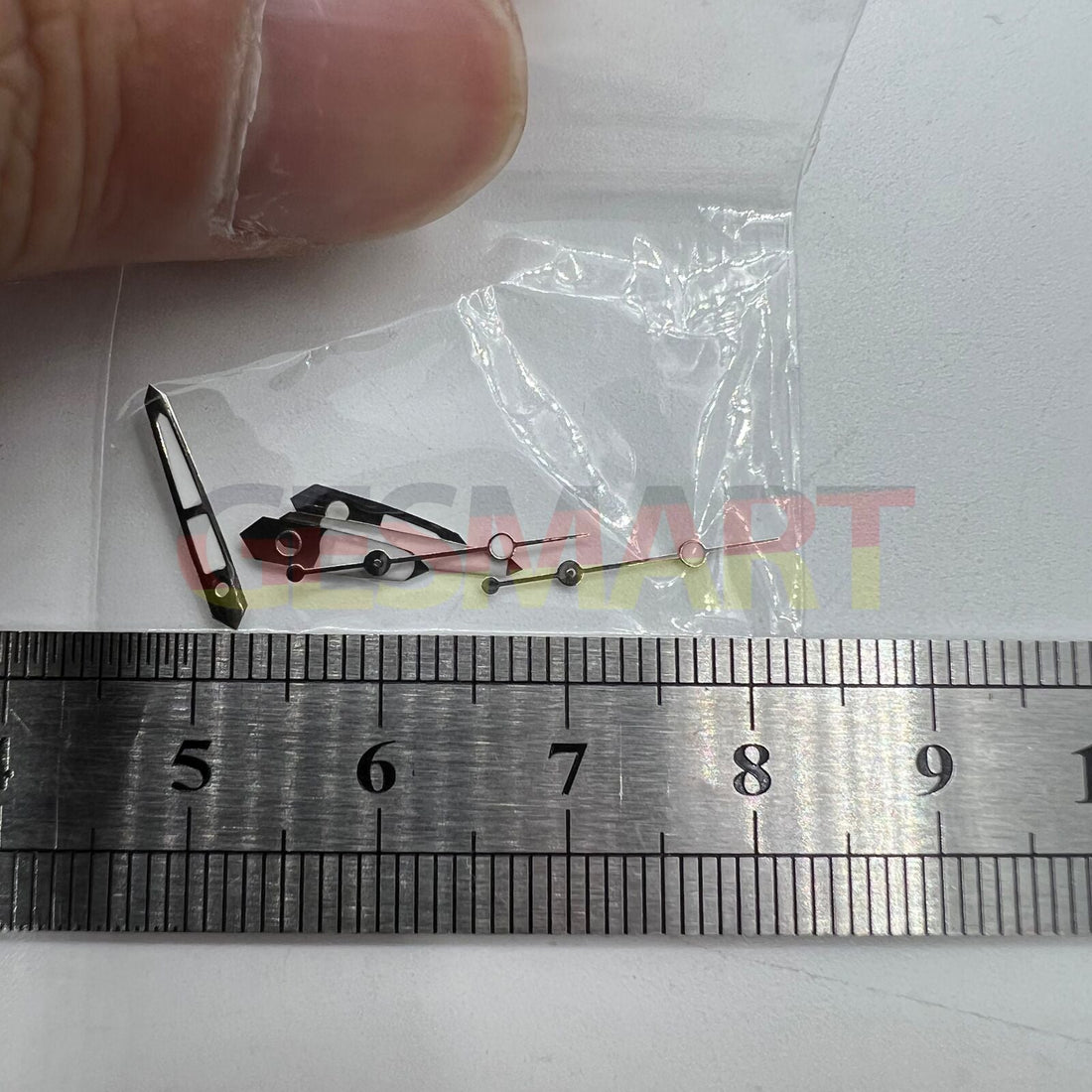 Set of green luminous watch hands for Miyota 2035, 2115, 2105, 2305 movements, ideal for upgrades.