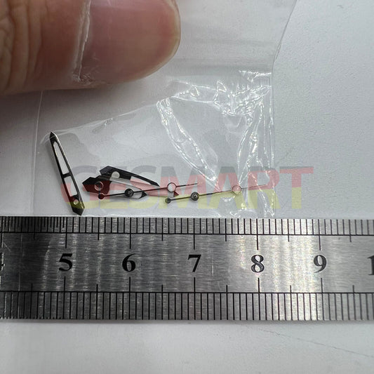 Set of green luminous watch hands for Miyota 2035, 2115, 2105, 2305 movements, ideal for upgrades.