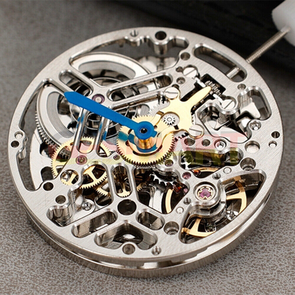 Asian HZ75DOA silver hollow bare balance wheel showcasing automatic mechanical watch movement for precision timekeeping.