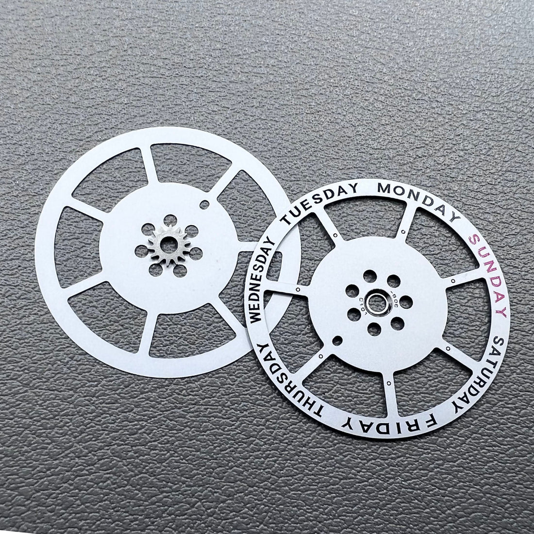 Set of 2 week dial date@12 watch accessories compatible with Japan Miyota 8285 movement, precise timekeeping enhancement.