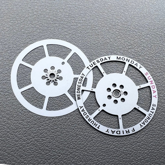 Set of 2 week dial date@12 watch accessories compatible with Japan Miyota 8285 movement, precise timekeeping enhancement.