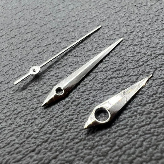 Set of 2 silver watch hands for Miyota 2035 movement, sizes 12mm, 11mm, 9mm, precise fit