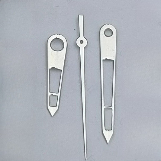 Silver hollow watch hands with 8x12x12mm size, compatible with NH35 NH38 movements, sleek design by [Brand Name].