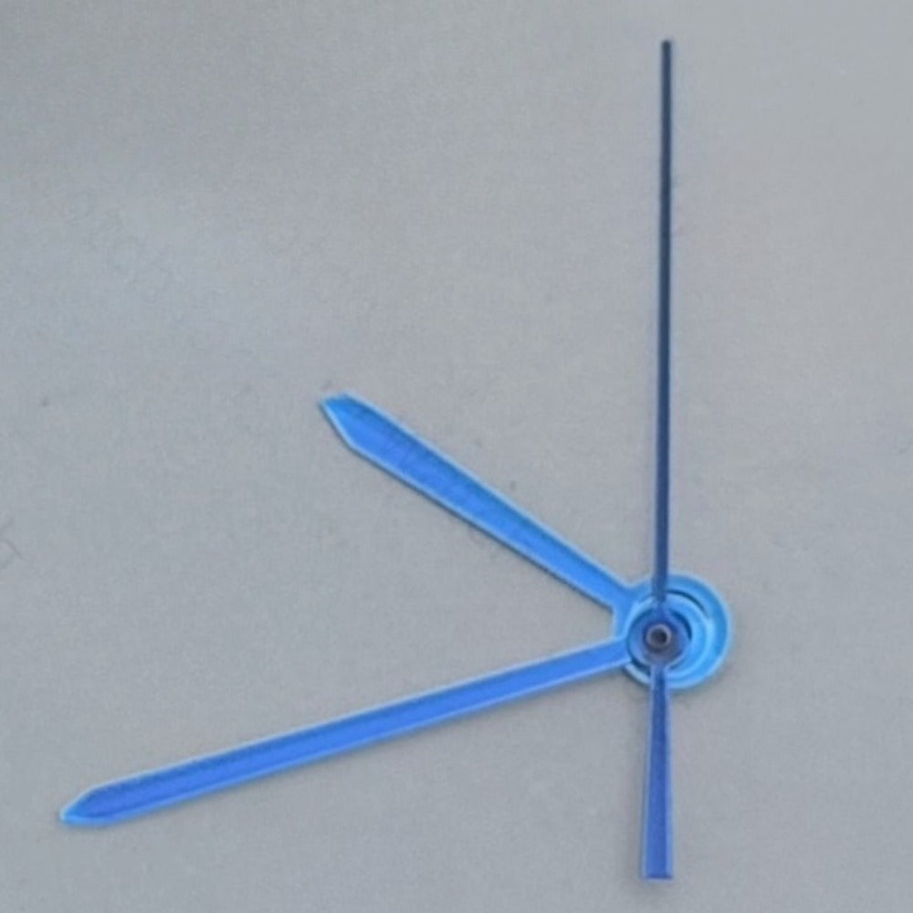 Dark blue 8x12x12mm watch hands for NH35 NH36 movements, no lume, classic style.