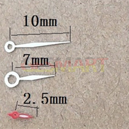 Silver and red diamond-shaped watch hands designed for Miyota 1L45 quartz movement, enhancing precision and style.