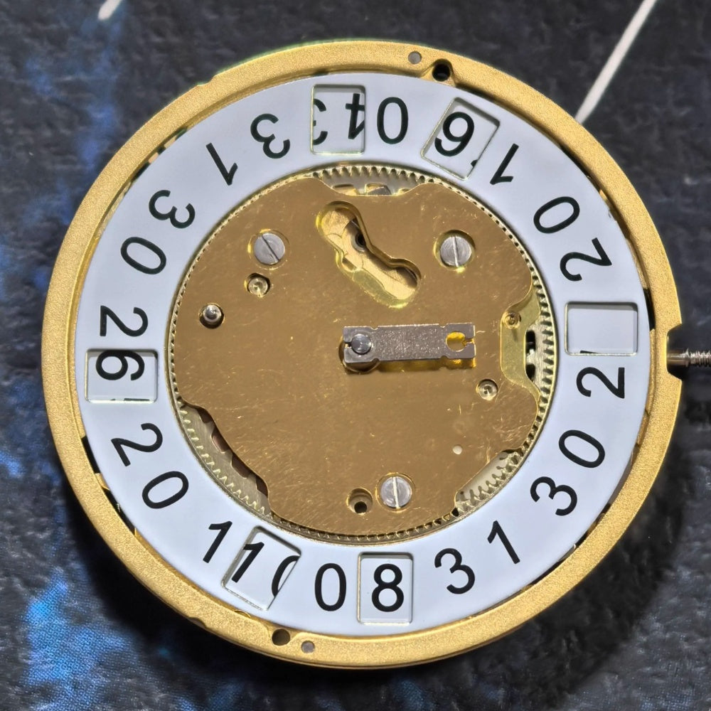 Swiss Made Ronda 4220B quartz movement with 6 hands and date display at 6 o'clock for watch repair.