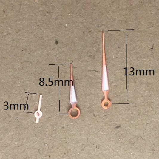 Rose gold lume arrow shape watch hands, 13mm, compatible with Miyota 2035 Quartz