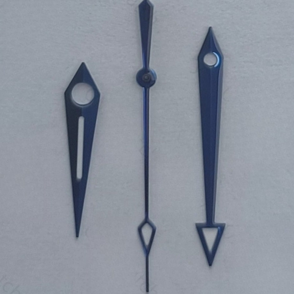 Blue trim arrow-shaped watch hands for NH35 NH37 NH38 movements, precise timing.
