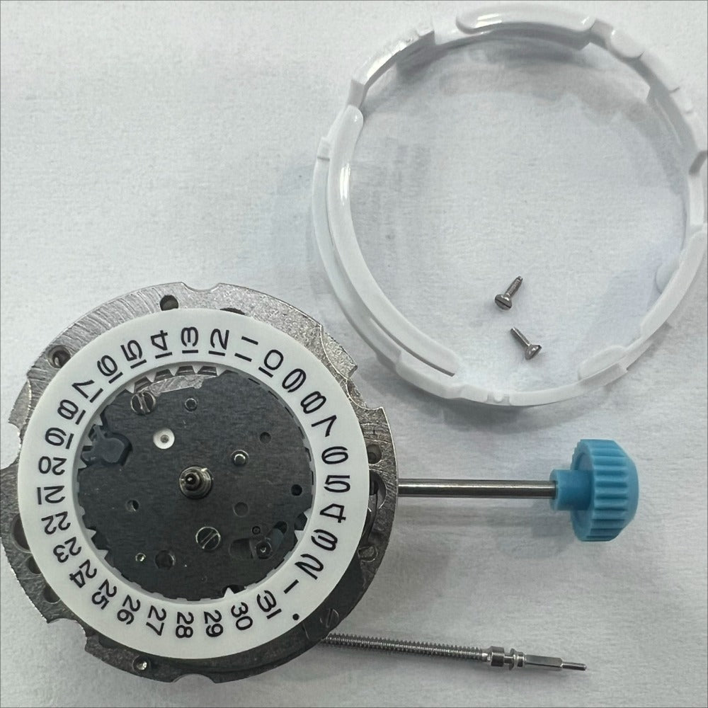 Japan-made Miyota 6T15 automatic watch movement with rings and screws, precise mechanical accessory.