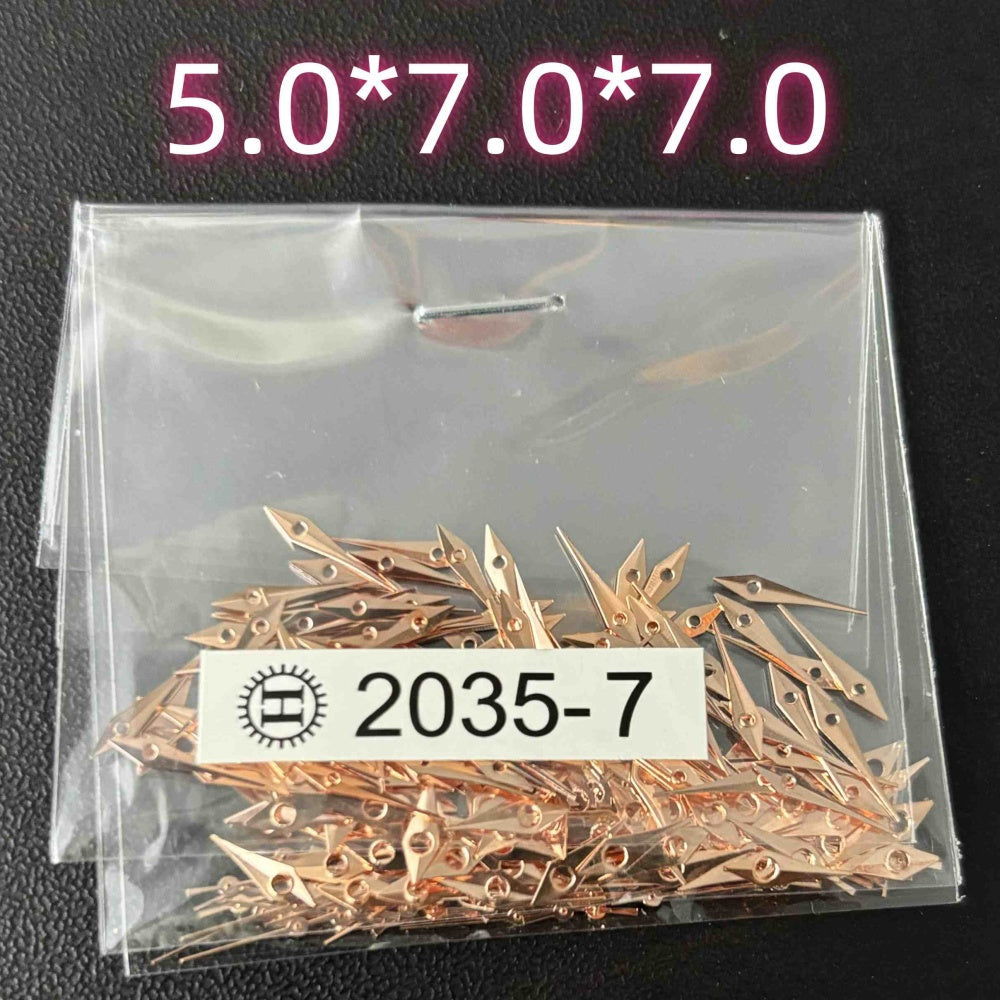 Set of 7mm rose gold arrow watch hands for Miyota 2035, 2115, 2305, PC21 movements.