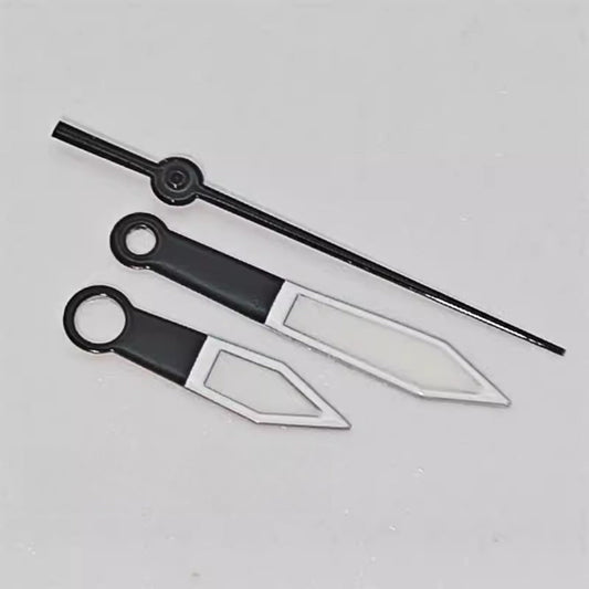 White and black trim lume hands set for ETA 2824 2836 NH35 NH36 Miyota 8215 8205 movements, ideal for watch repairs.