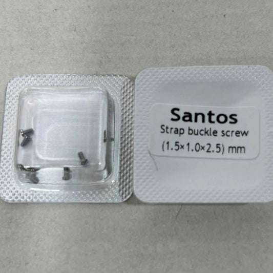 Precision 1.5x1x2.5mm buckle screws for Santos watch case back repair, durable replacement parts.