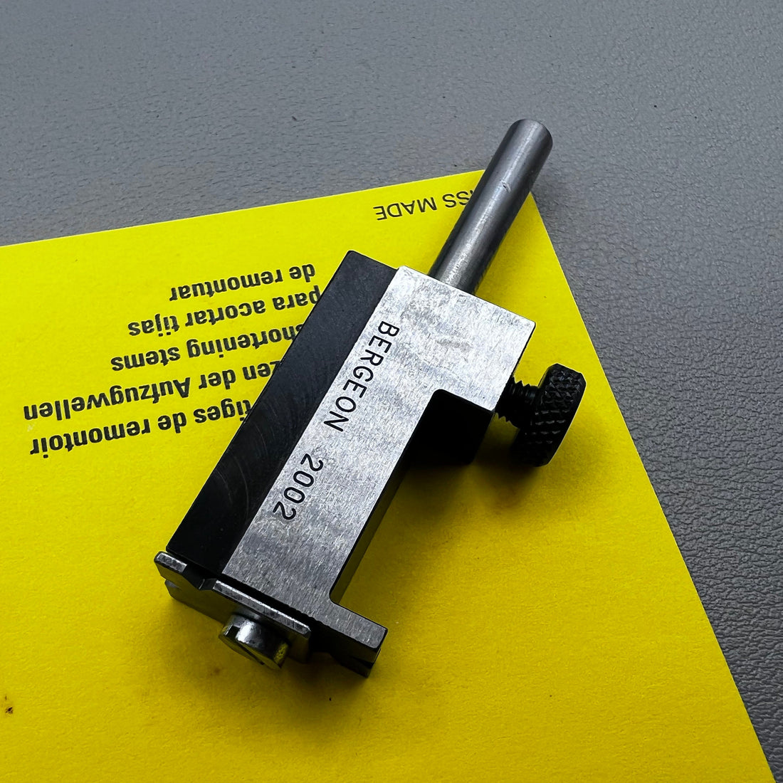 Swiss Bergeon 2002 winding stem shortening tool for precision watch repair and adjustment