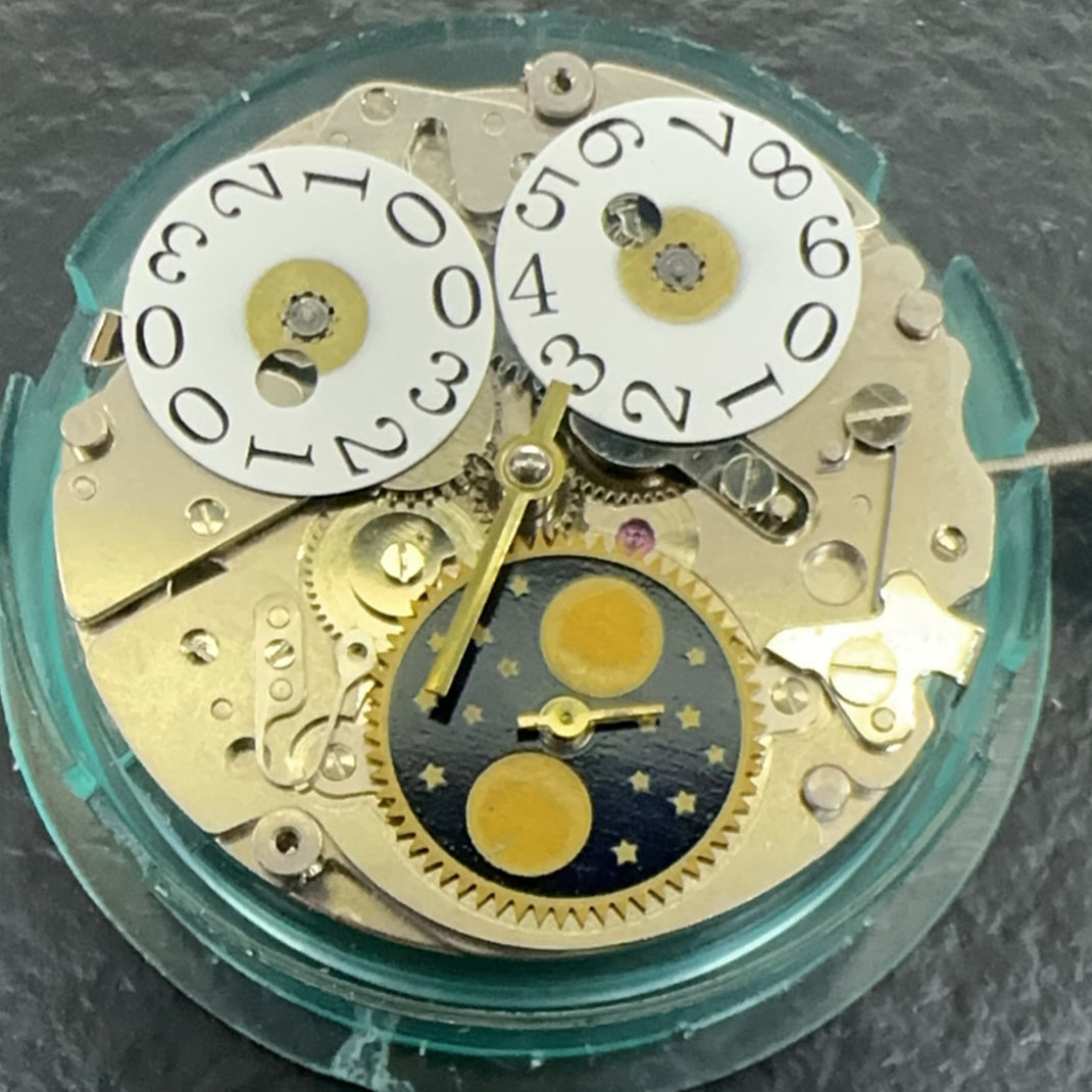 Chinese Seagull ST2528 watch movement with small second at 9 o'clock, multifunctional mechanical design.