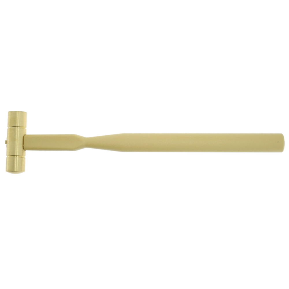 Horotec MSA04.011 polished brass hammer with round head and black plastic handle for watchmaking tasks