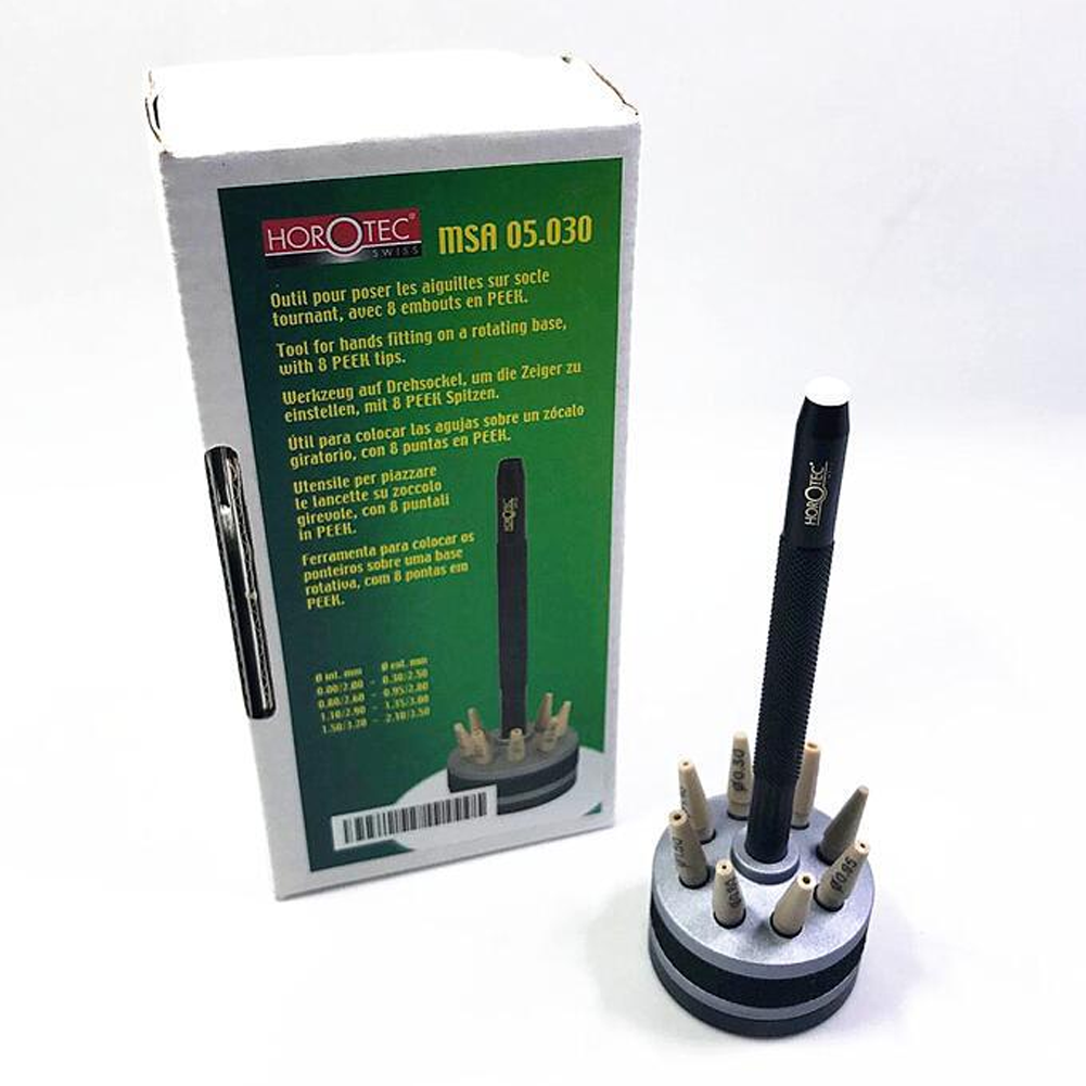 Horotec MSA05.030 precision tool for fitting watch hands securely in repairs and assembly