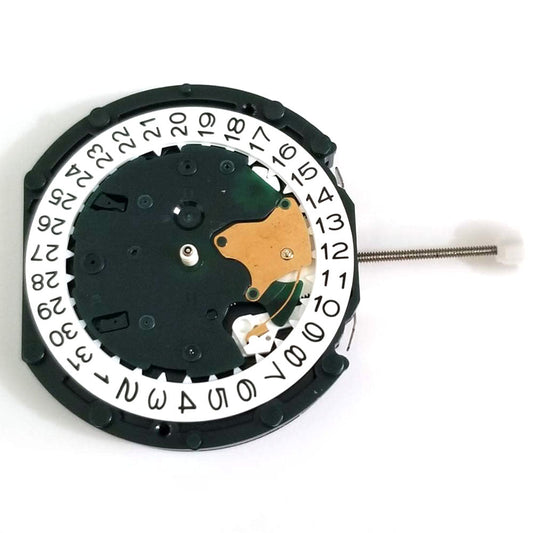 Sunon PE48 quartz watch movement with 2 hands, date at 3/6, small second at 6/9 positions.