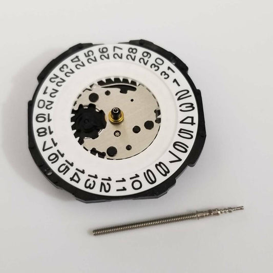 Hattori Epson TMI PC32 quartz watch movement with date display at 3 o'clock, Japan made.