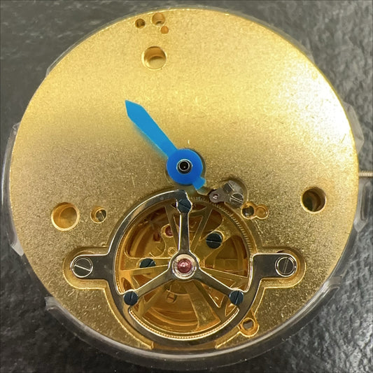 Chinese 3 Hands men's watch with golden hollow automatic movement, small second dial at 6, stylish accessory