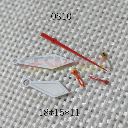 White trim green lume watch hands for Miyota OS10 OS10 movement, enhancing readability and style.