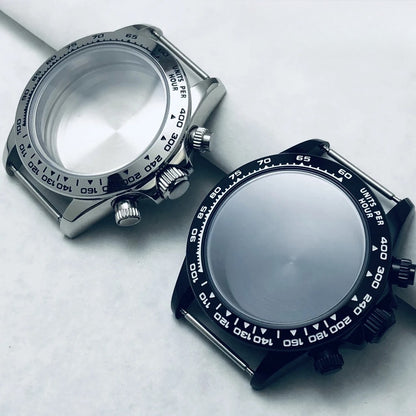40mm Steel Waterproof Watch Case Chronograph Sapphire Crystal Fit VK63 VK64
