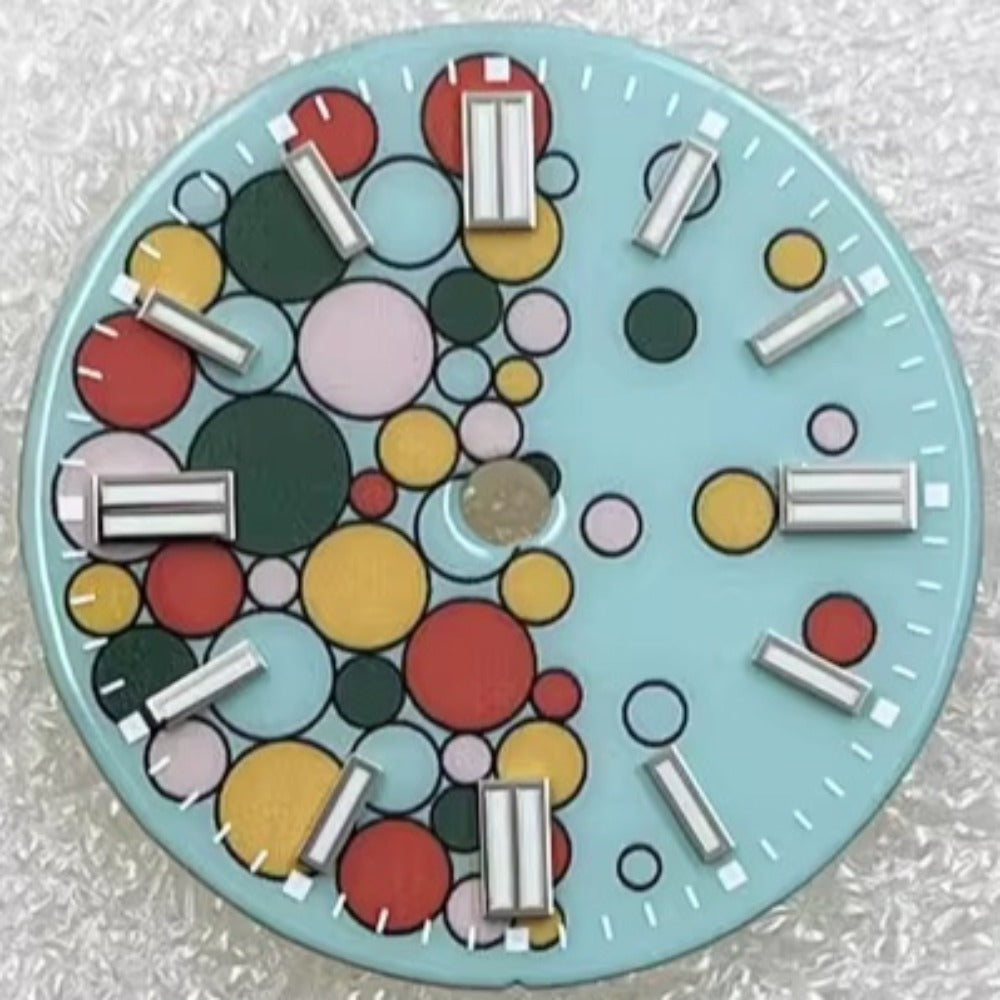 28.5mm Sky Blue Floral Dive Watch Dial, compatible with NH35 NH34 movements, stylish accessory.