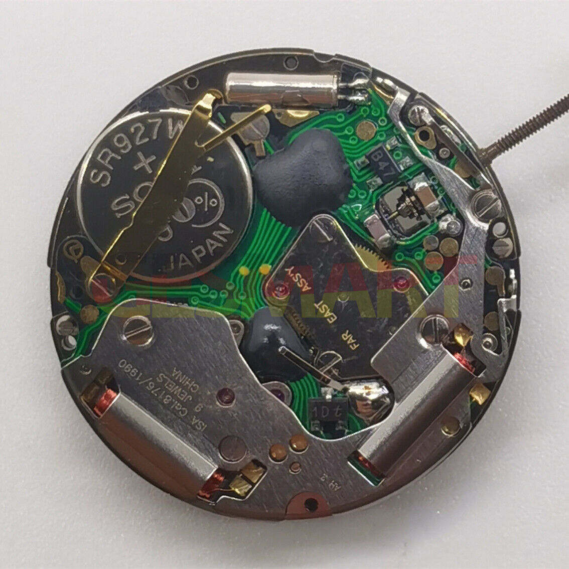 Swiss Made ISA8176A quartz watch movement with white dial for accurate watch repairs and replacements.