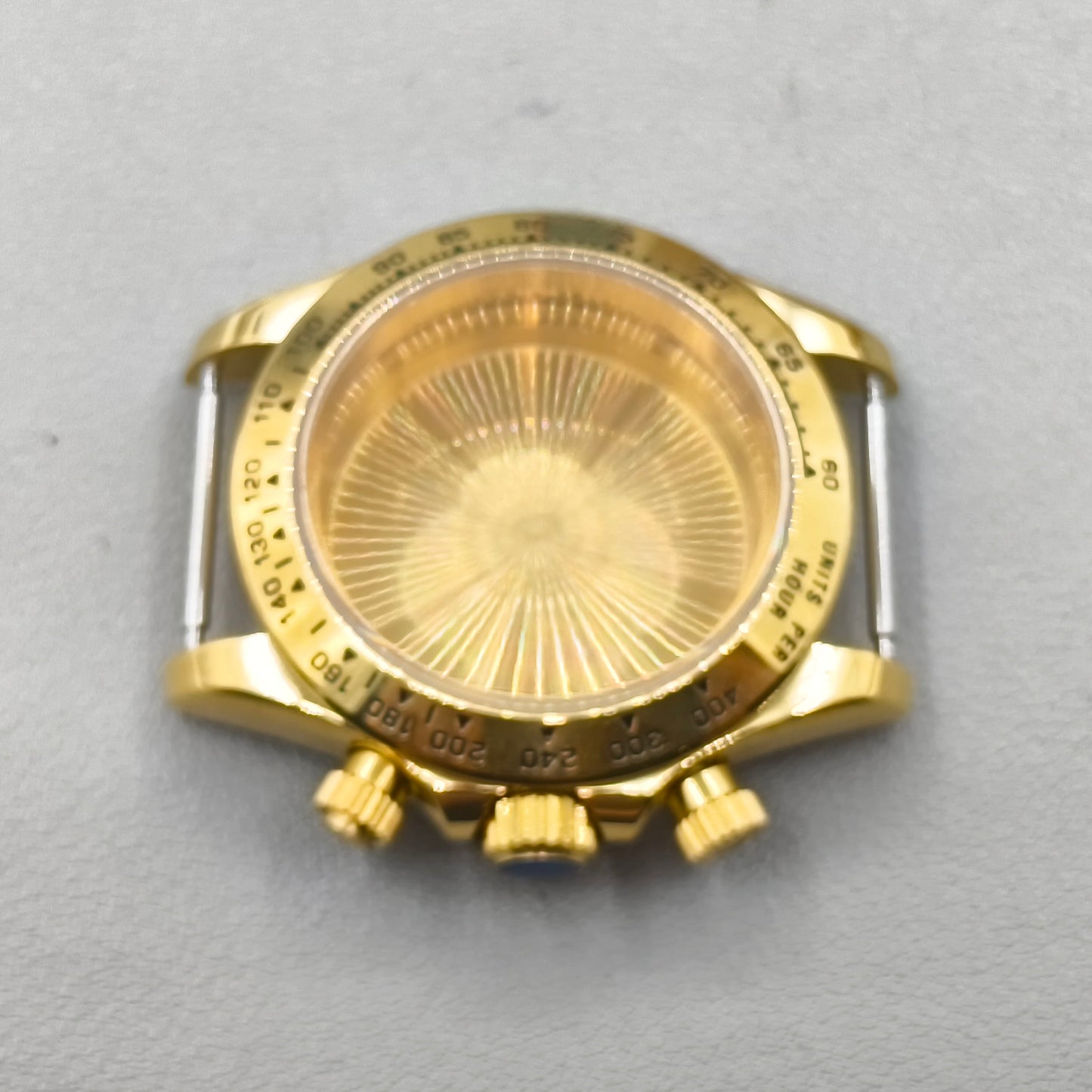 Gold Bezel 40mm Silver Watch Steel Case for Daytona VK63 VK64 Fits 20mm Strap