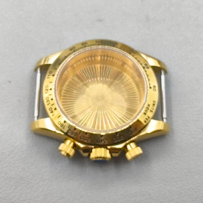 Gold Bezel 40mm Silver Watch Steel Case for Daytona VK63 VK64 Fits 20mm Strap