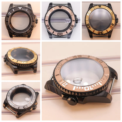 40mm Watch Case Sapphire Yacht Bezel For nh35 nh34 NH36 NH38 Eta2824 Miyota 8215