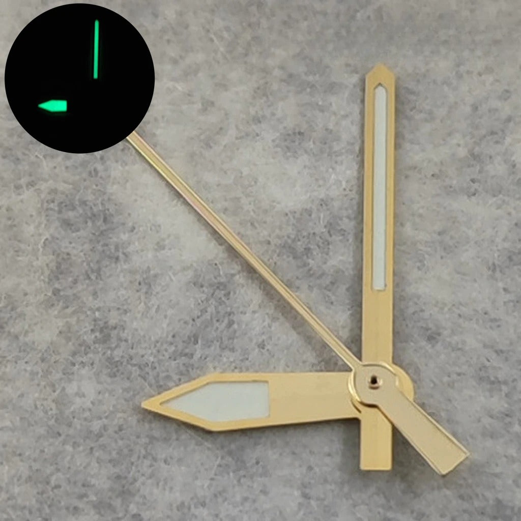 C3 Green Luminous Gold Watch Hands for NH35 NH36 4R36 Movement Repair Parts