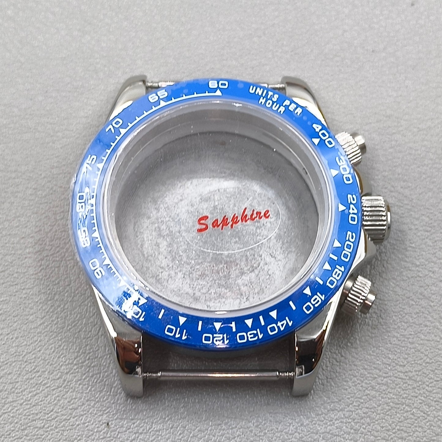 40mm Mens Watch Steel Case Blue Bezel for Daytona VK63 VK64 Fits 20mm Strap