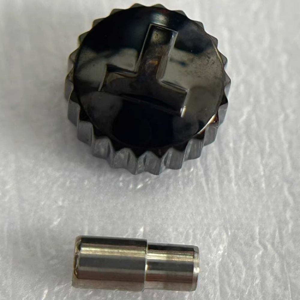 Steel black watch crown for Tissot T100427, durable replacement part for precise repair