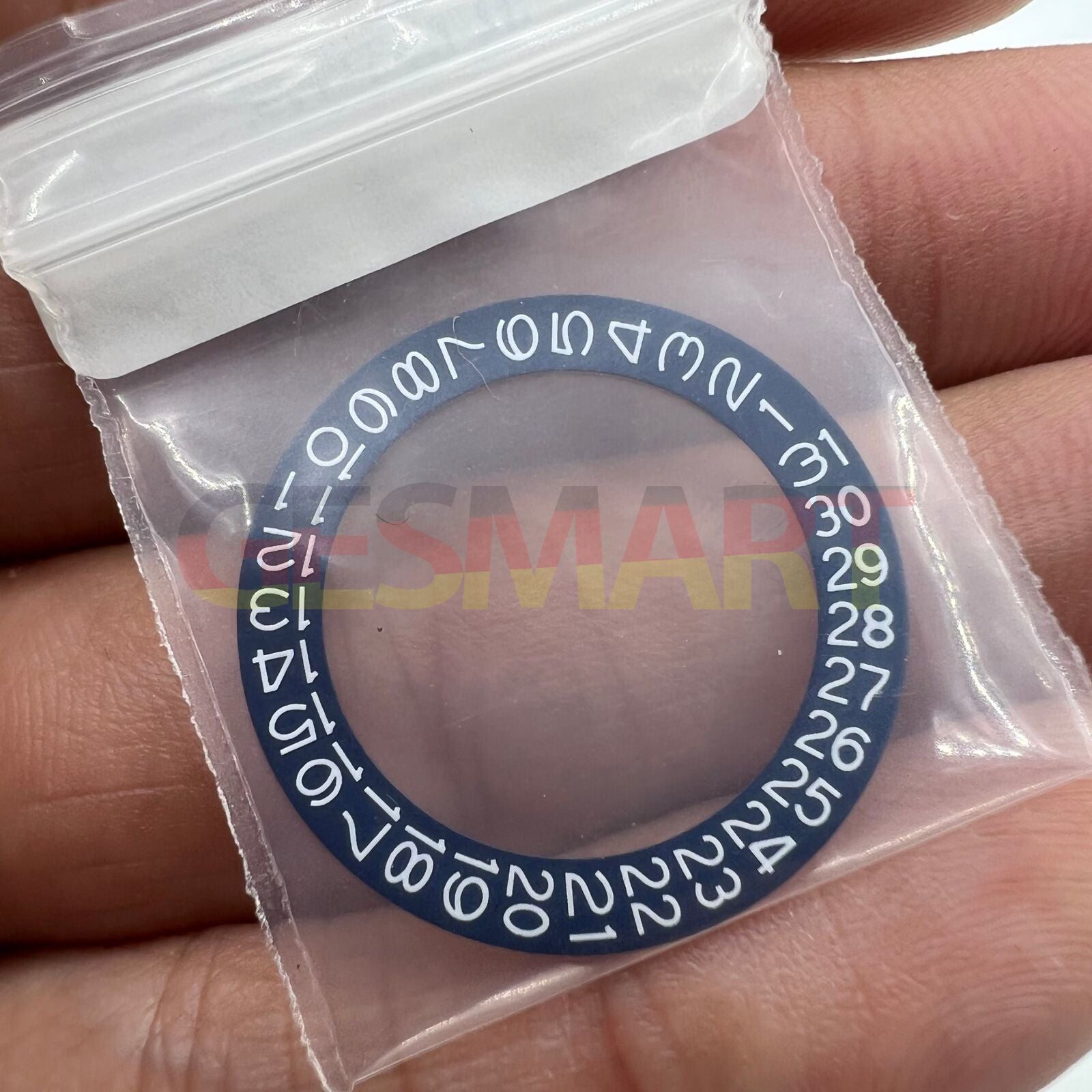 Denim blue disk date wheel with white font for Miyota NH35 NH36 movement, watch repair part.