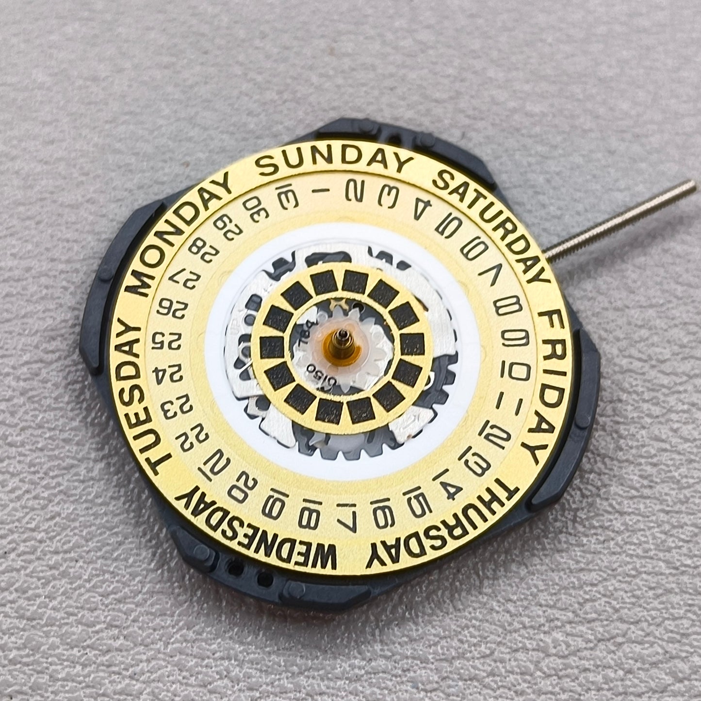 Japan Hattori Epson TMI VX44 VX44E Quartz Movement Golden Dial Date@3