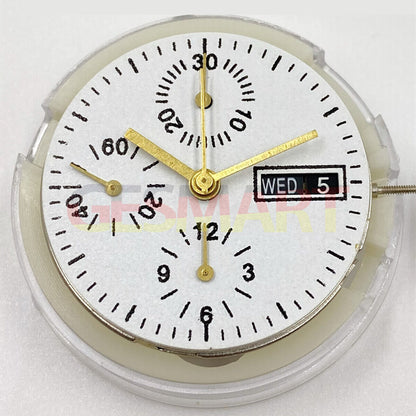 SHANGHAI 7750 black watch with automatic mechanical movement, day-date feature, and small seconds at 9 o'clock