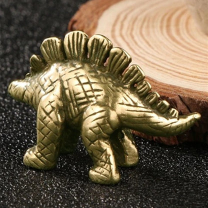 Solid copper Spinosaurus trinket, vintage hand-carved bronze dinosaur figurine, collectible accessory.