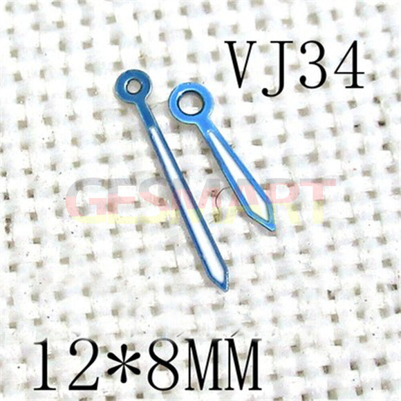 12x8mm Blue Plated Green Lume Watch Hands for Hattori Epson TMI VJ34 Movement