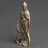 Solid Copper Thailand Guanyin Buddha Vintage Hand Carved Bronze Model Figurines