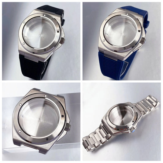 40mm Sapphire Diving Watch Case Fit NH35 NH36 NH34 Mens Bracelet Rubber Band
