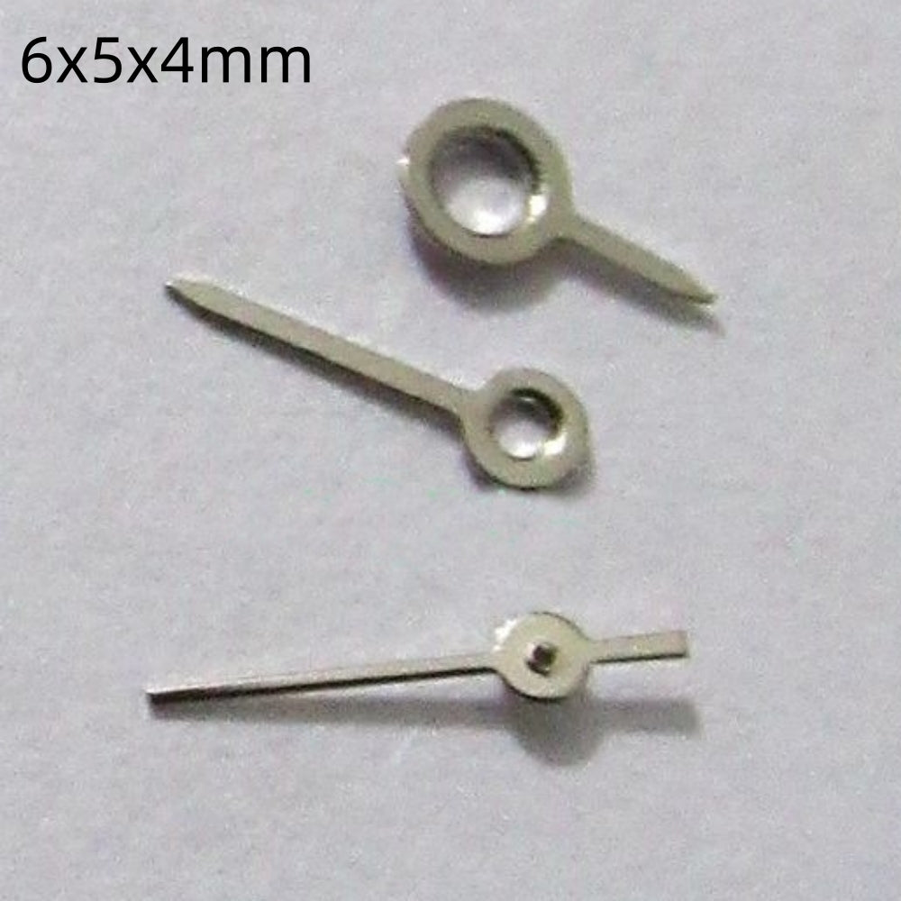 6mm silver painted watch hands set for Miyota 2035 2115 movements, precise accessory.