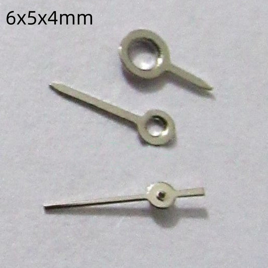 6mm silver painted watch hands set for Miyota 2035, 2115, 2105, 2305 movements, precise fit.
