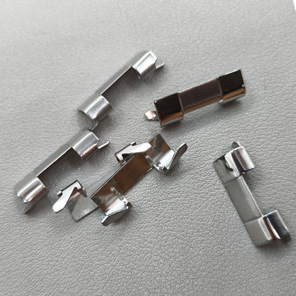 6 PIECES Silver Polished Steel Curved End Links Spring Bars Bracelet Watch Band Strap