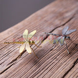 Alloy Silver/Golden Little Dragonfly Trinket Hand Carved Model Figurines