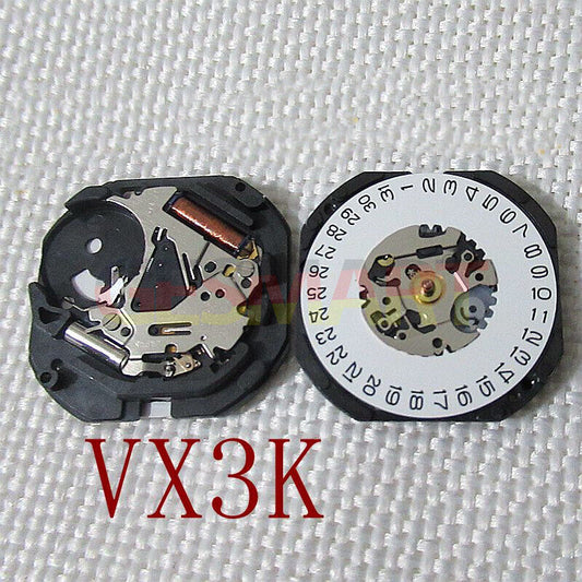 Japan Made Hattori Epson TMI VX3K quartz watch movement showing date display at 3 o'clock slot