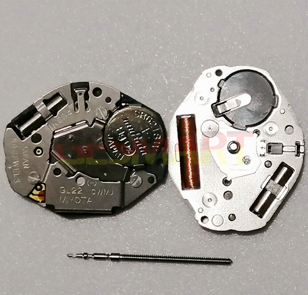 Miyota GL22 Japan quartz watch movement with silver 2-hand design, reliable precision by Miyota.