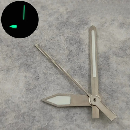 Silver luminous watch hands set for NH35 NH36 4R36 7S26 7009 movement replacements.