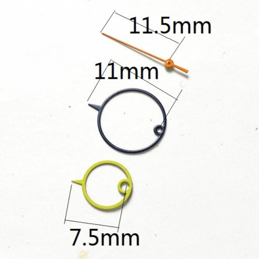 Aiguilles de montre à grand anneau tendance de 11,5 mm, jaune, violet, orange, pour mouvement à quartz Miyota 2035
